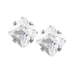 Studex Sensitive surgical steel princess cut CZ earrings