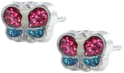 Studex Tiny Tips surgical steel glitter butterfly earrings