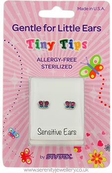 Studex Tiny Tips surgical steel glitter butterfly earrings