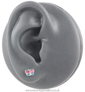 Studex Tiny Tips surgical steel glitter butterfly earrings