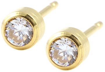Studex Tiny Tips gold plated steel bezel CZ earrings