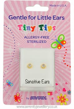 Studex Tiny Tips gold plated steel bezel CZ earrings