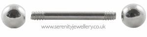 Surgical steel barbell - 0.8mm gauge