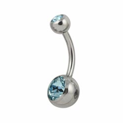 Double jewelled surgical steel belly bar
