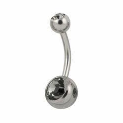 Double jewelled surgical steel belly bar