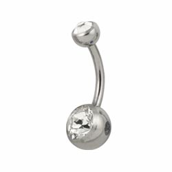 Double jewelled surgical steel belly bar