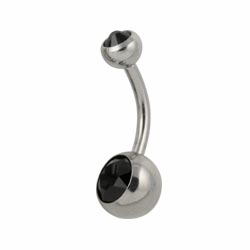 Double jewelled surgical steel belly bar