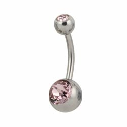 Double jewelled surgical steel belly bar