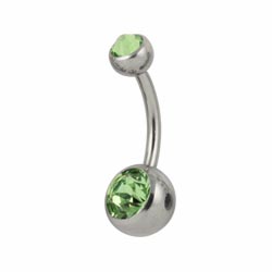 Double jewelled surgical steel belly bar