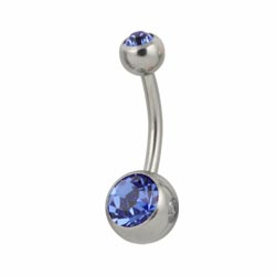 Double jewelled surgical steel belly bar