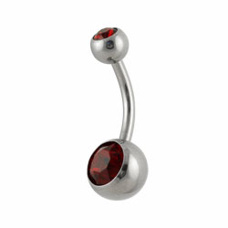 Double jewelled surgical steel belly bar