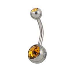 Double jewelled surgical steel belly bar