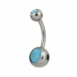 Double jewelled surgical steel belly bar