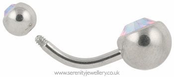 Double jewelled surgical steel belly bar