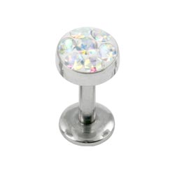 Surgical steel internally threaded multi gem disk labret