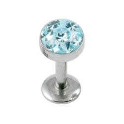 Surgical steel internally threaded multi gem disk labret