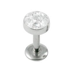 Surgical steel internally threaded multi gem disk labret