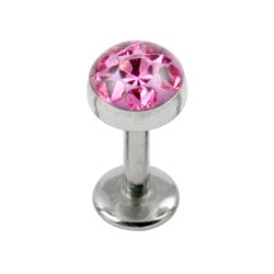 Surgical steel internally threaded multi gem disk labret