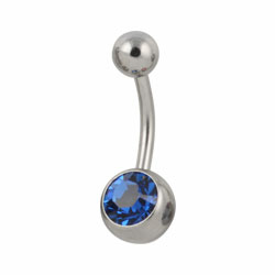 Jewelled surgical steel belly bar