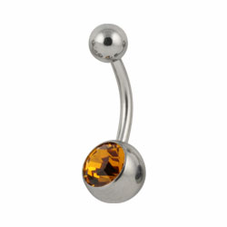 Jewelled surgical steel belly bar