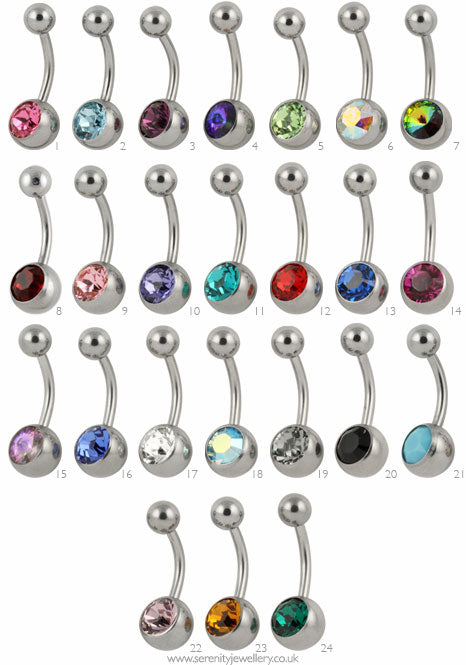 Jewelled surgical steel belly bar