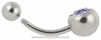 Jewelled surgical steel belly bar