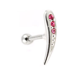 Three crystal curve cartilage earring