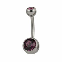 Double jewelled titanium belly bar