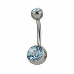 Double jewelled titanium belly bar