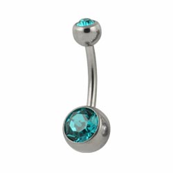 Double jewelled titanium belly bar