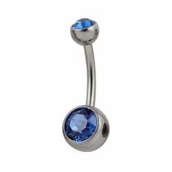 Double jewelled titanium belly bar