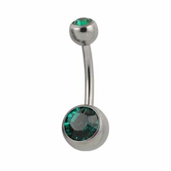 Double jewelled titanium belly bar