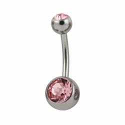 Double jewelled titanium belly bar