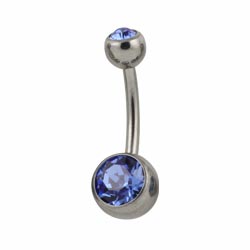 Double jewelled titanium belly bar