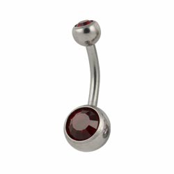 Double jewelled titanium belly bar