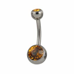 Double jewelled titanium belly bar