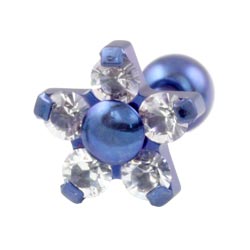 Five petal flower internally threaded titanium barbell