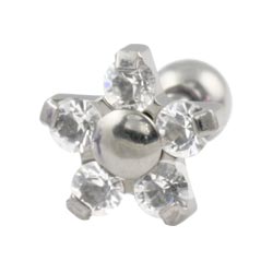 Five petal flower internally threaded titanium barbell