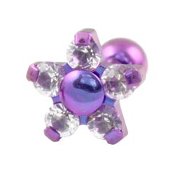 Five petal flower internally threaded titanium barbell