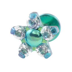 Five petal flower internally threaded titanium labret