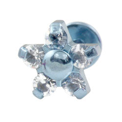 Five petal flower internally threaded titanium labret