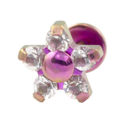 Five petal flower internally threaded titanium labret