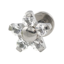 Five petal flower internally threaded titanium labret