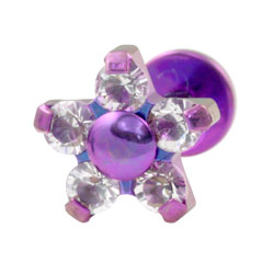 Five petal flower internally threaded titanium labret