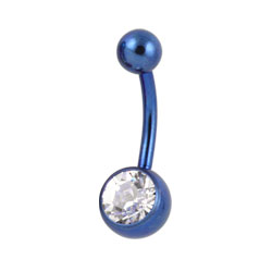 Jewelled anodised titanium belly bar