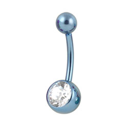 Jewelled anodised titanium belly bar