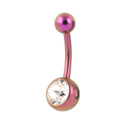 Jewelled anodised titanium belly bar