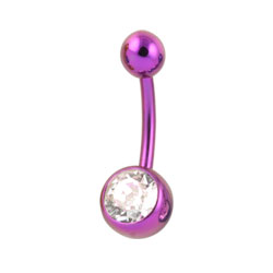 Jewelled anodised titanium belly bar