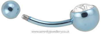 Jewelled anodised titanium belly bar