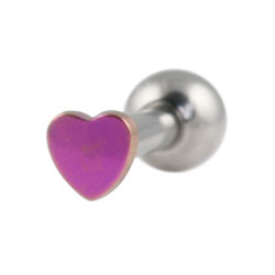 Titanium heart internally threaded barbell